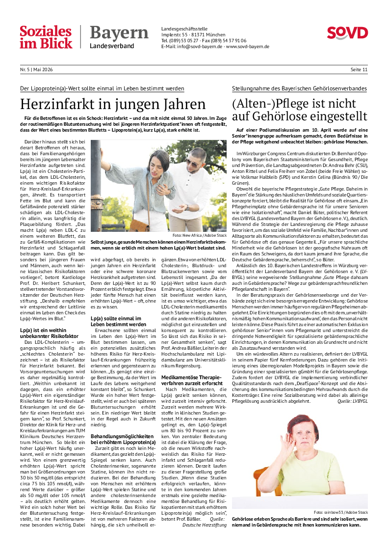 SoVD-Zeitung Mai 2026, Landesbeilage Bayern / Hessen