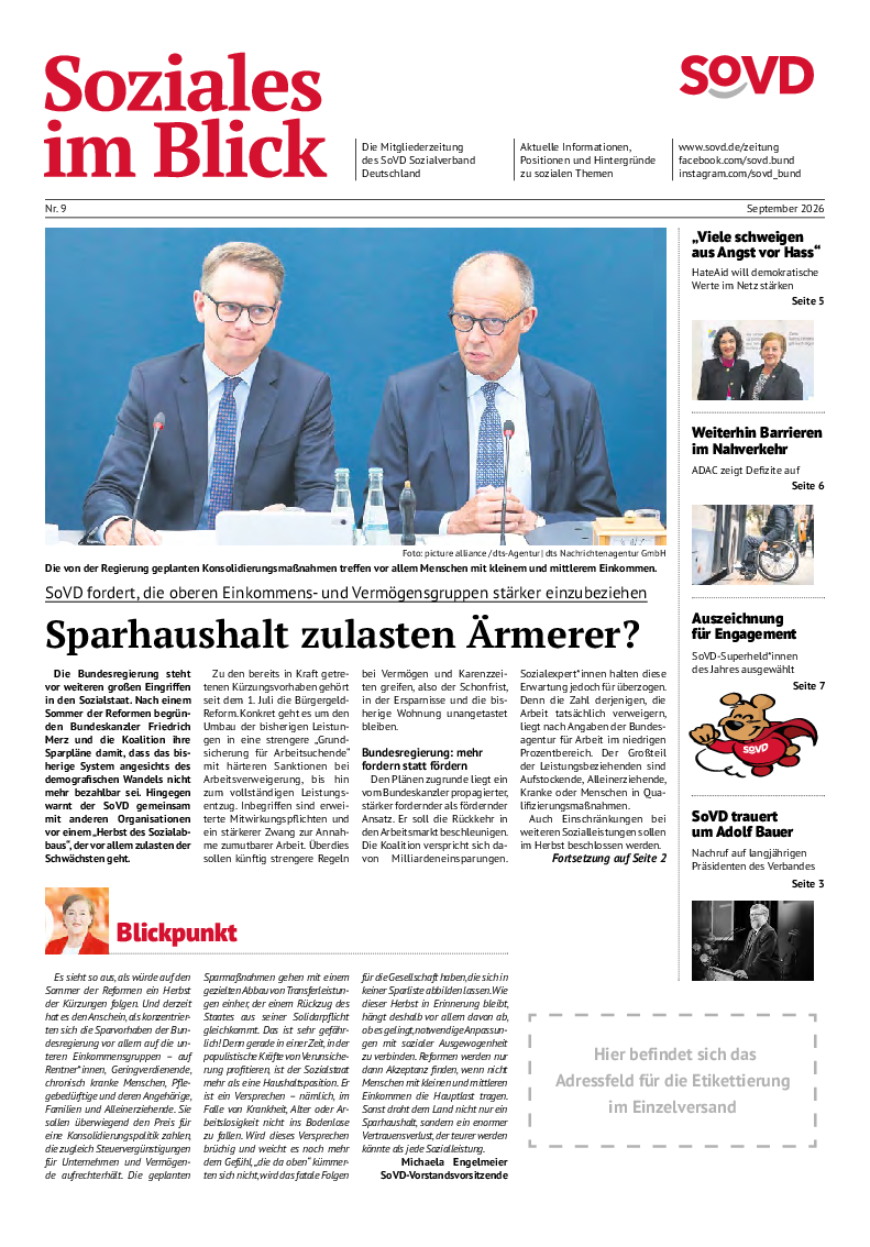 SoVD-Zeitung 09/2026 (Bayern, Hessen) SoVD-Zeitung 09/2026 (Bayern, Hessen)